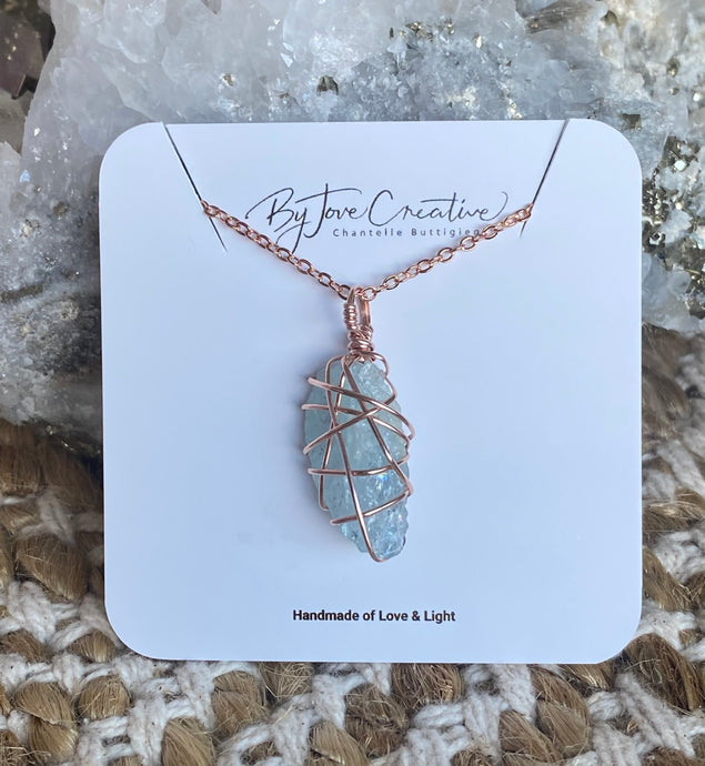 Aquamarine Necklace in Rose Gold